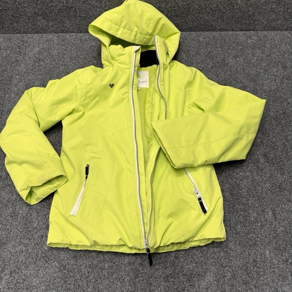 Obermeyer Ski Jacket Teen L 14-16 Neon Lime Green Hooded Winter Coat Gorpcore